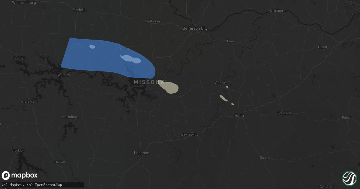 Hail map in Iberia, MO on July 10, 2026