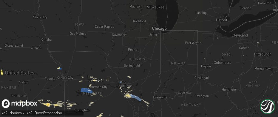 Hail map in Illinois on July 10, 2026