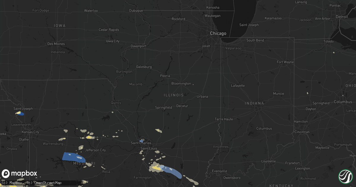 Hail map in Illinois on July 10, 2026