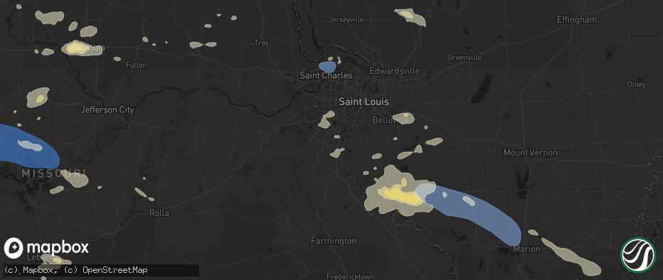 Hail map in Imperial, MO on July 10, 2026