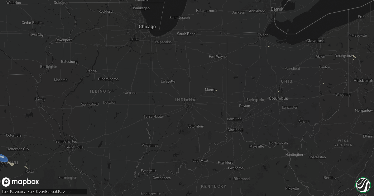 Hail map in Indiana on July 10, 2026