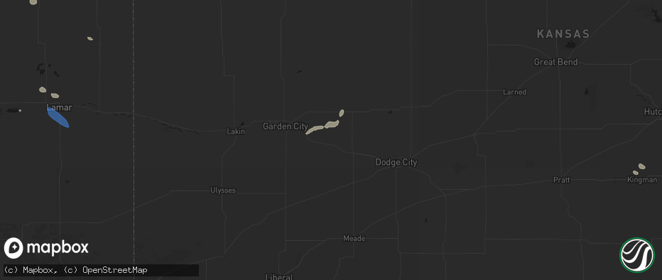 Hail map in Ingalls, KS on July 10, 2026