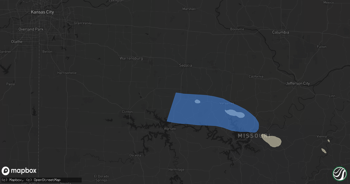 Hail map in Ionia, MO on July 10, 2026