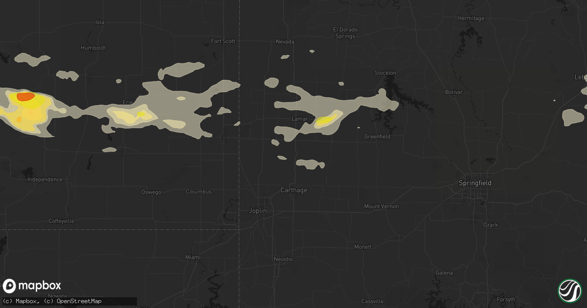 Hail map in Jasper, MO on July 10, 2026