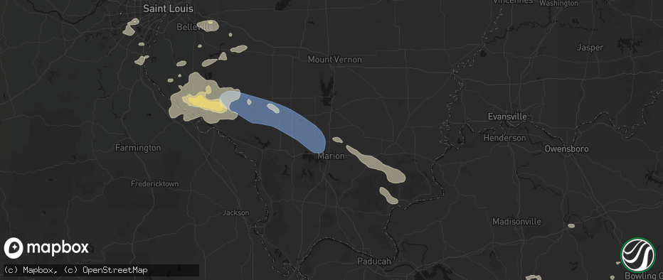 Hail map in Johnston City, IL on July 10, 2026