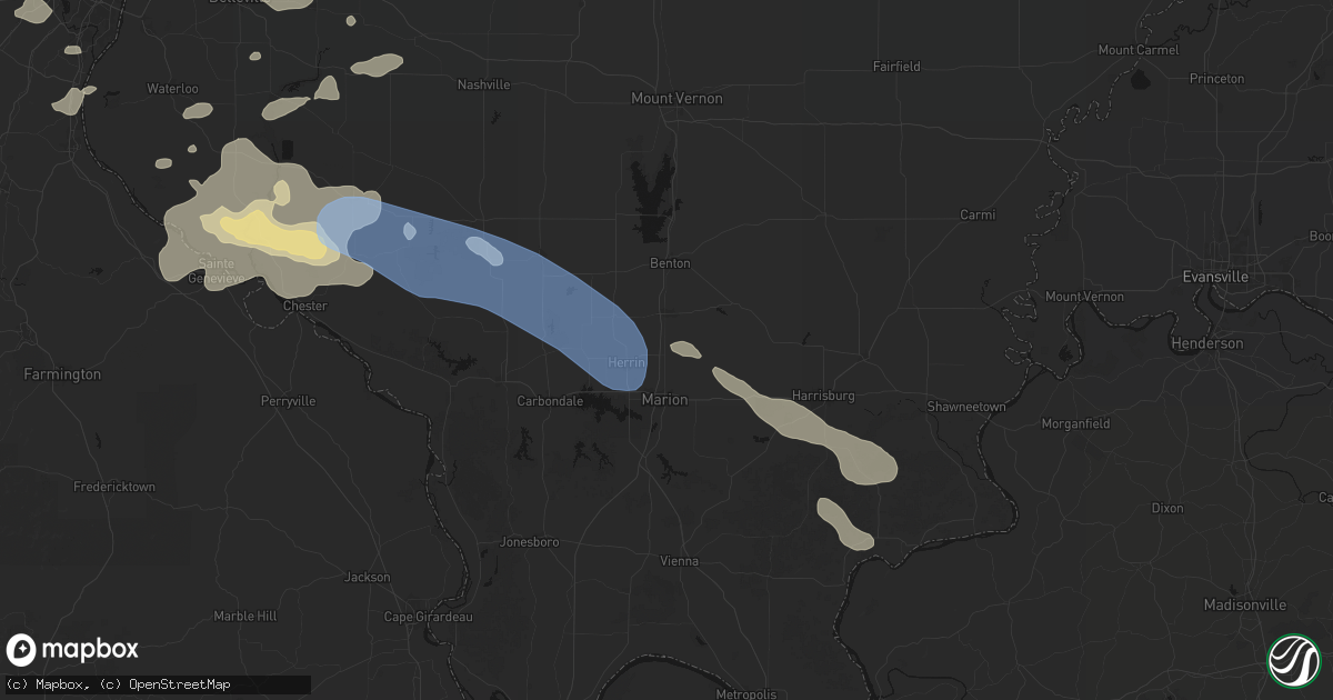 Hail map in Johnston City, IL on July 10, 2026