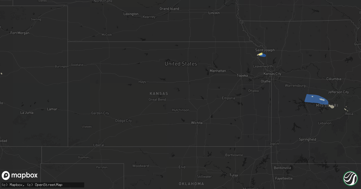 Hail map in Kansas on July 10, 2026