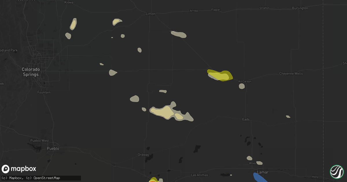 Hail map in Karval, CO on July 10, 2026