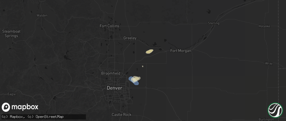 Hail map in Keenesburg, CO on July 10, 2026