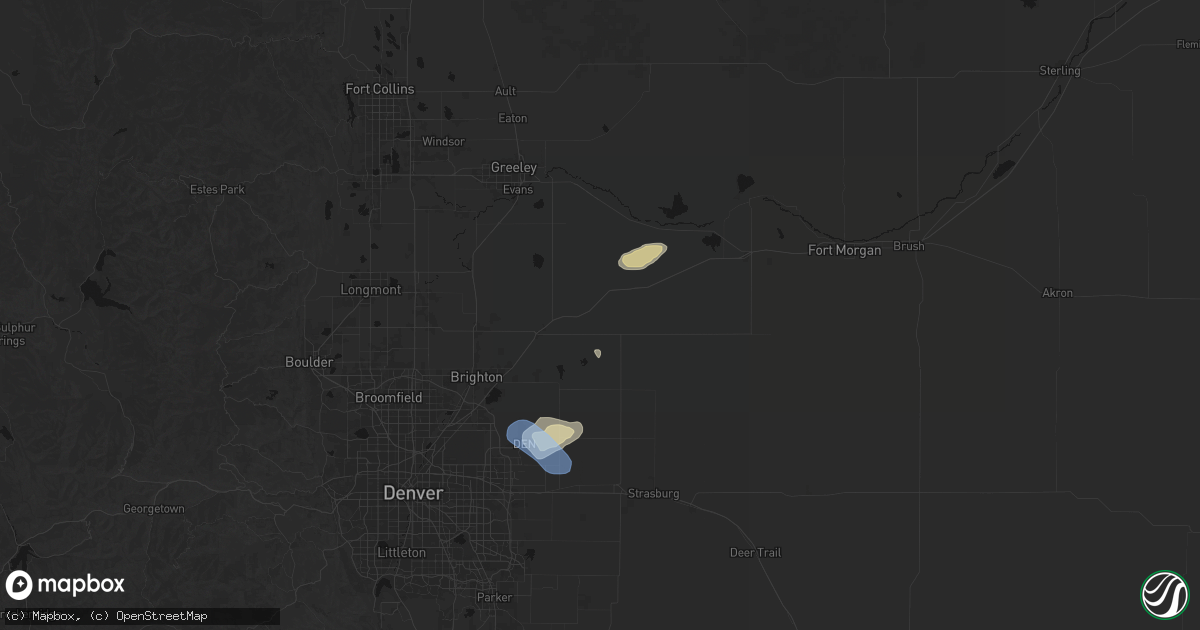 Hail map in Keenesburg, CO on July 10, 2026