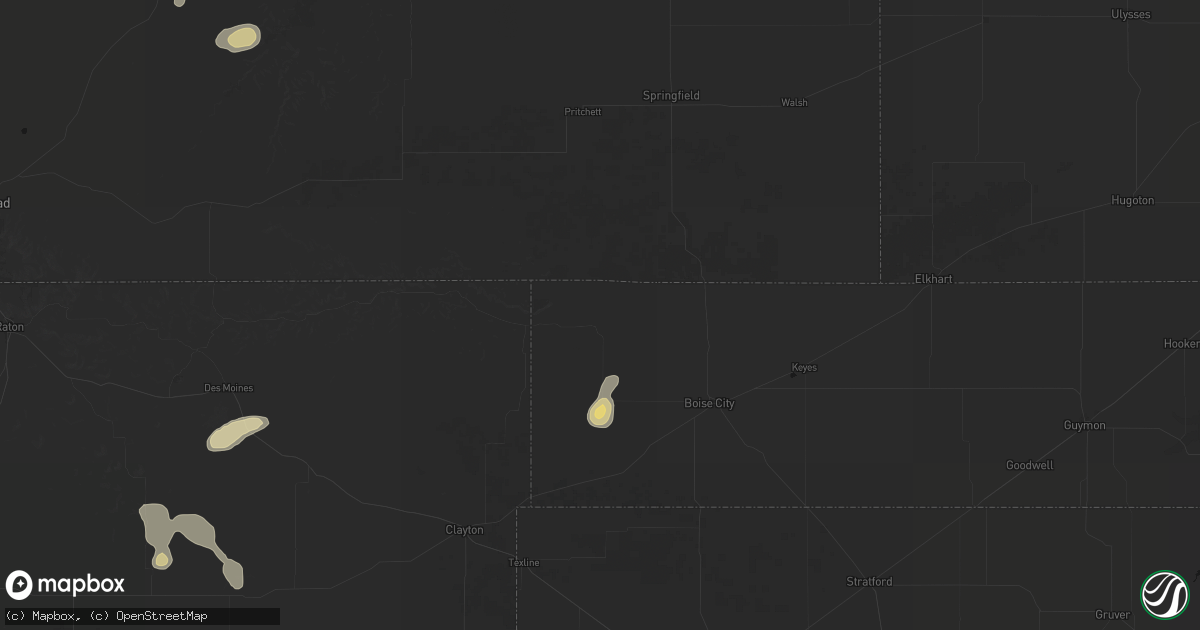 Hail map in Kenton, OK on July 10, 2026