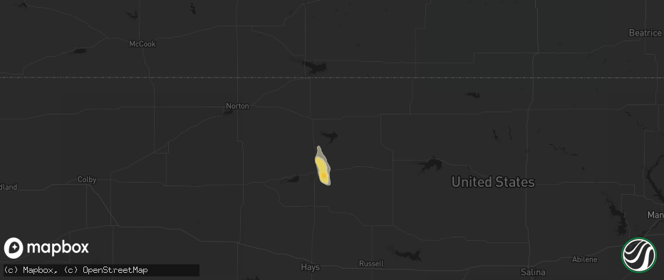 Hail map in Kirwin, KS on July 10, 2026