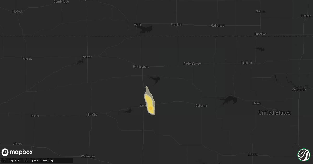 Hail map in Kirwin, KS on July 10, 2026