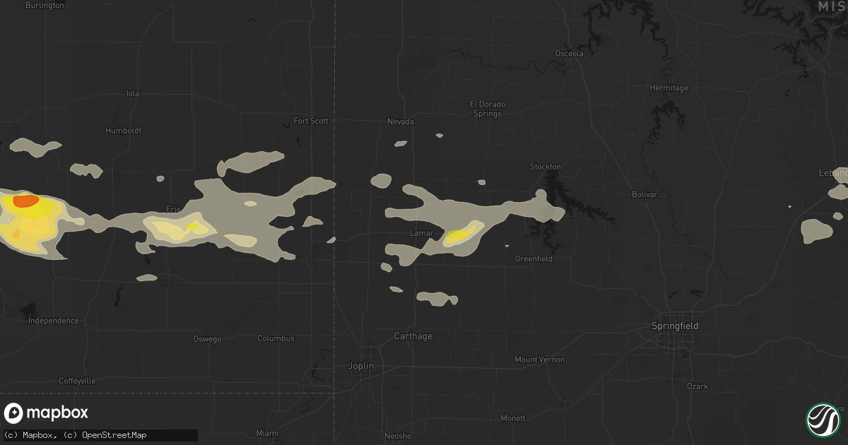 Hail map in Lamar, MO on July 10, 2026