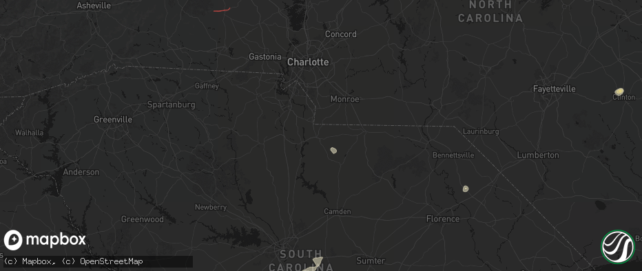 Hail map in Lancaster, SC on July 10, 2026