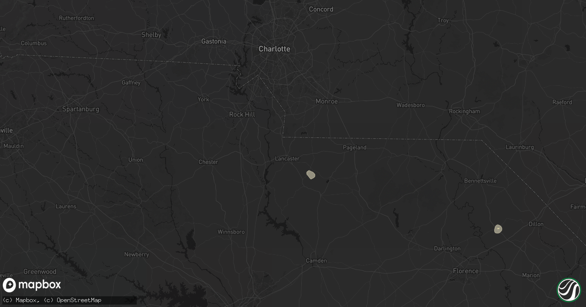 Hail map in Lancaster, SC on July 10, 2026