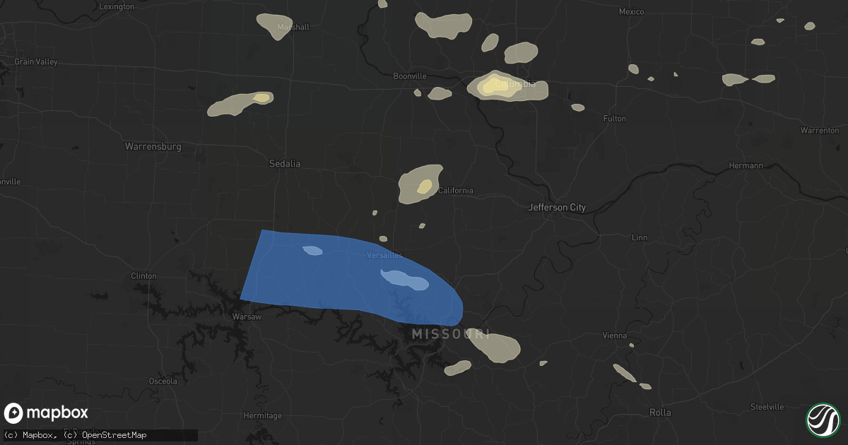 Hail map in Latham, MO on July 10, 2026