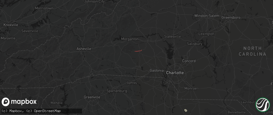 Hail map in Lawndale, NC on July 10, 2026