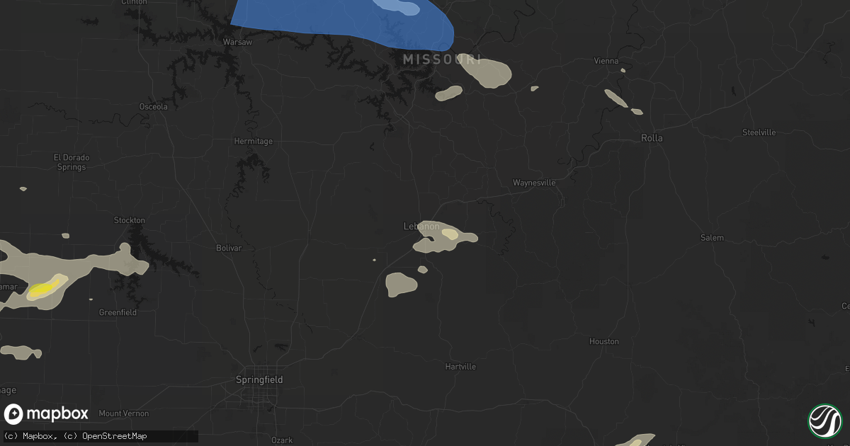 Hail map in Lebanon, MO on July 10, 2026