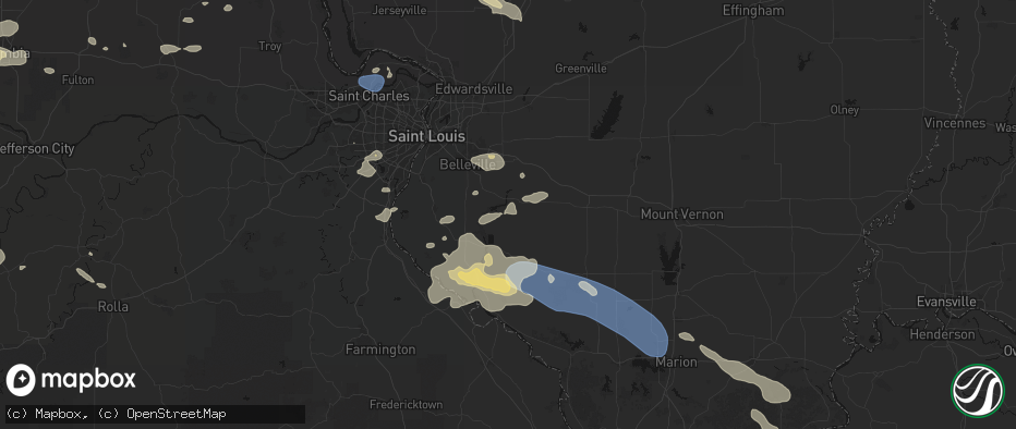 Hail map in Lenzburg, IL on July 10, 2026