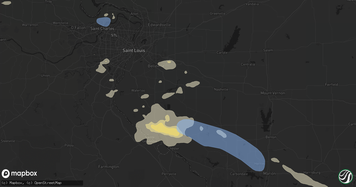 Hail map in Lenzburg, IL on July 10, 2026