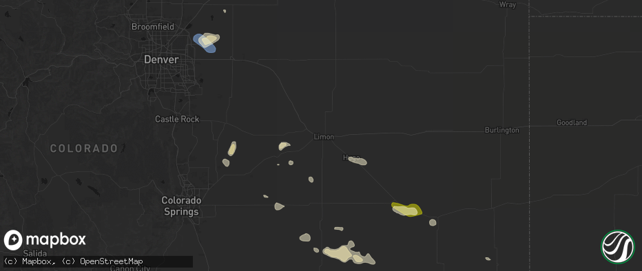 Hail map in Limon, CO on July 10, 2026