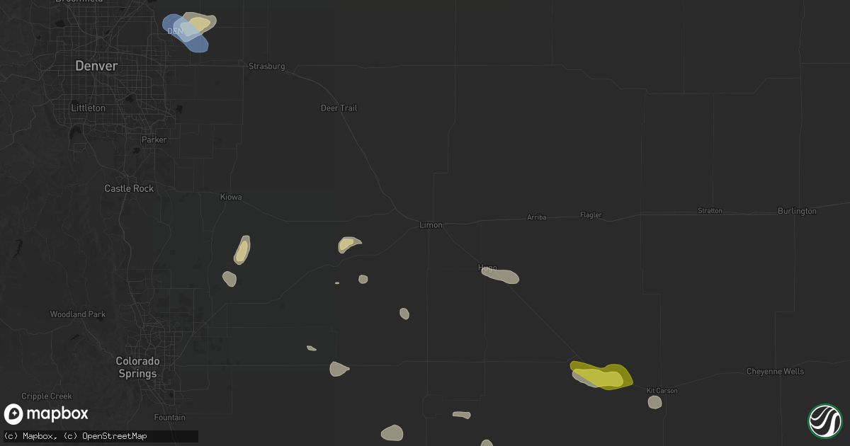 Hail map in Limon, CO on July 10, 2026