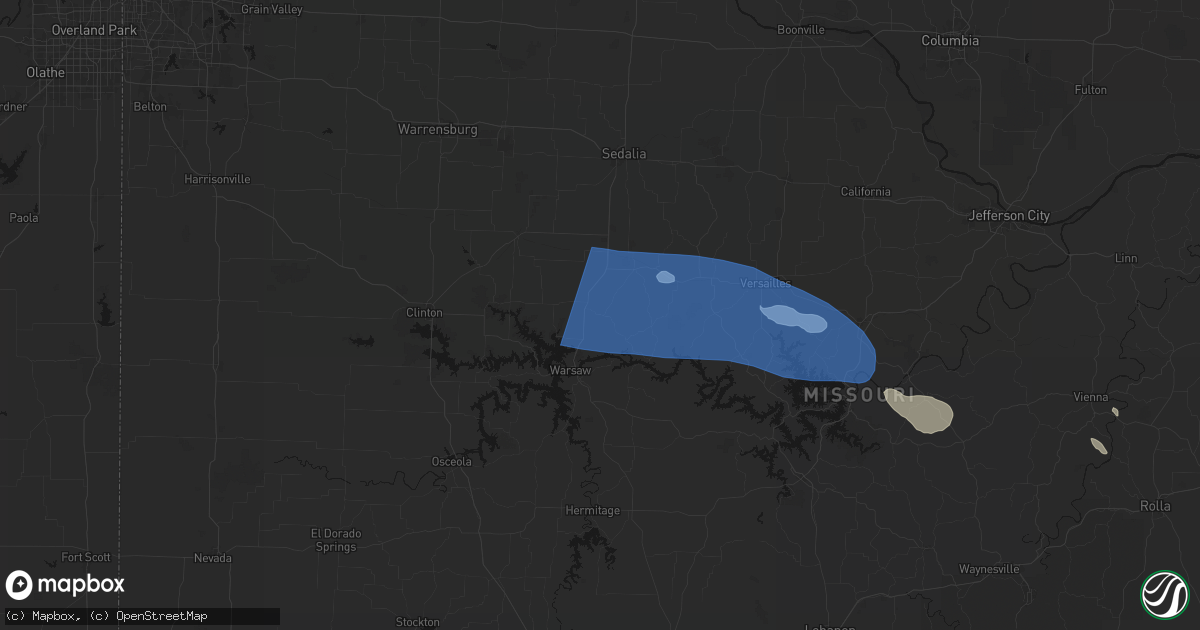 Hail map in Lincoln, MO on July 10, 2026