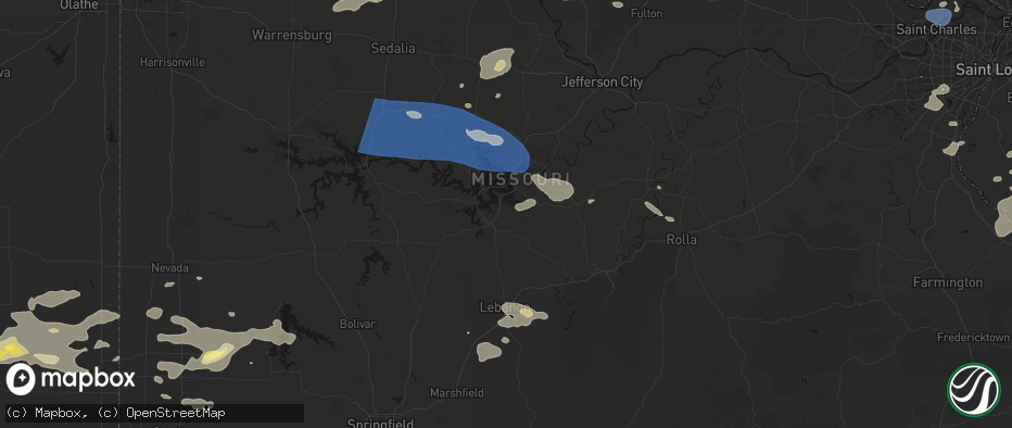 Hail map in Linn Creek, MO on July 10, 2026