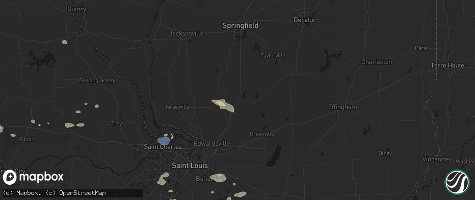 Hail map in Litchfield, IL on July 10, 2026
