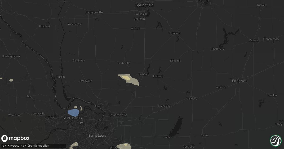 Hail map in Litchfield, IL on July 10, 2026
