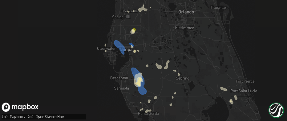 Hail map in Lithia, FL on July 10, 2026