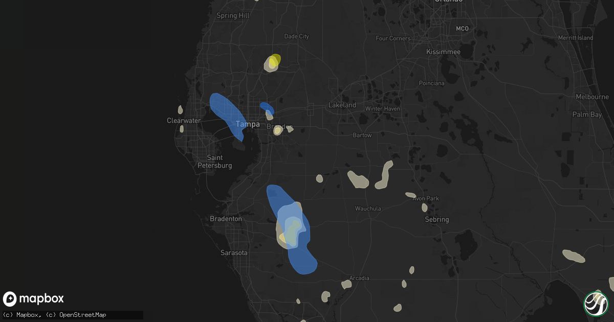 Hail map in Lithia, FL on July 10, 2026