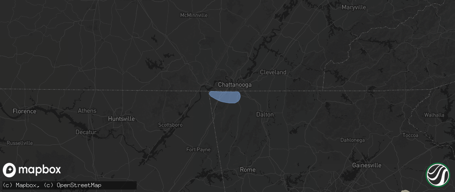 Hail map in Lookout Mountain, GA on July 10, 2026