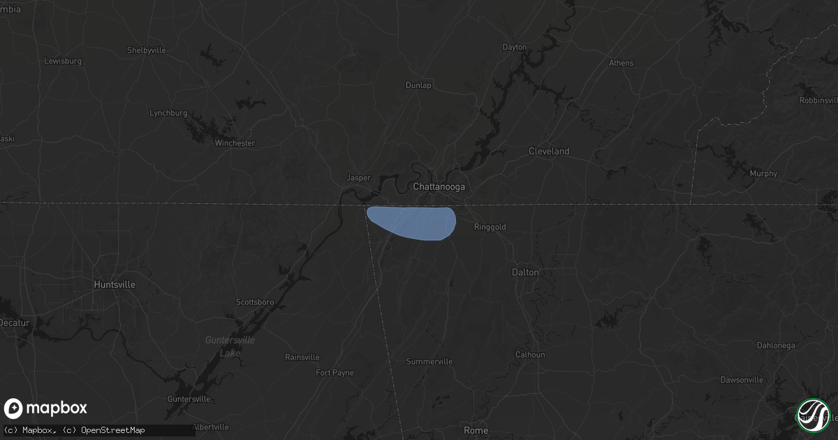 Hail map in Lookout Mountain, GA on July 10, 2026