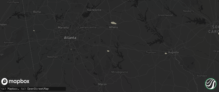 Hail map in Madison, GA on July 10, 2026