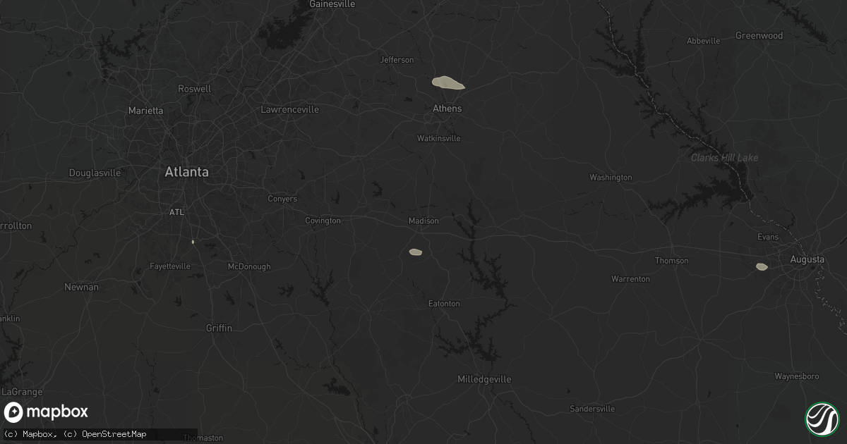 Hail map in Madison, GA on July 10, 2026