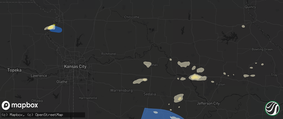 Hail map in Malta Bend, MO on July 10, 2026