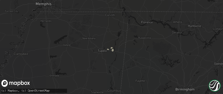 Hail map in Mantachie, MS on July 10, 2026
