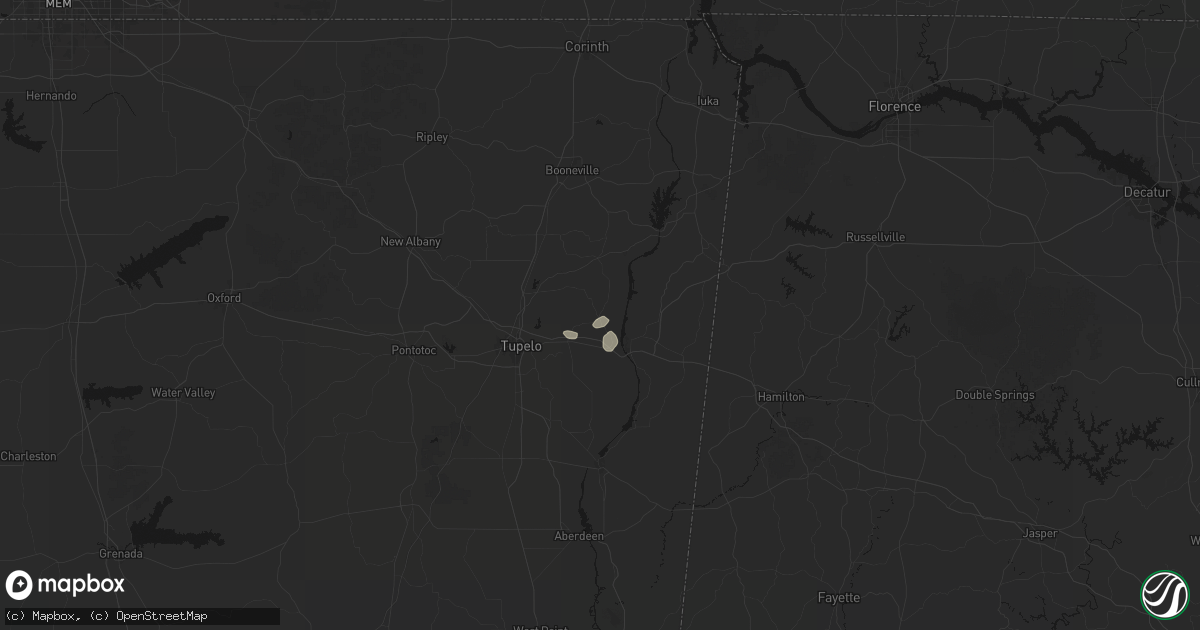 Hail map in Mantachie, MS on July 10, 2026