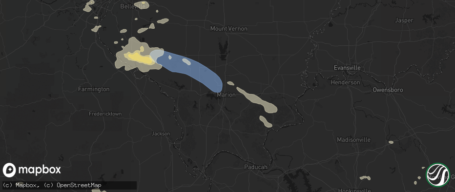 Hail map in Marion, IL on July 10, 2026