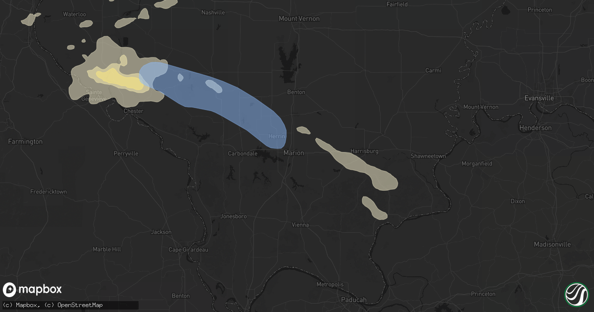 Hail map in Marion, IL on July 10, 2026