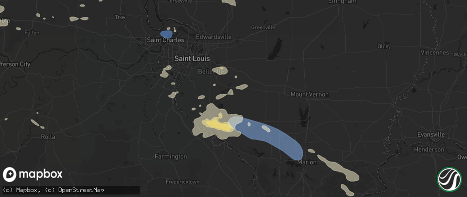 Hail map in Marissa, IL on July 10, 2026