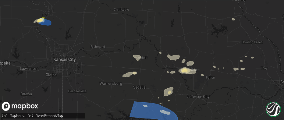 Hail map in Marshall, MO on July 10, 2026