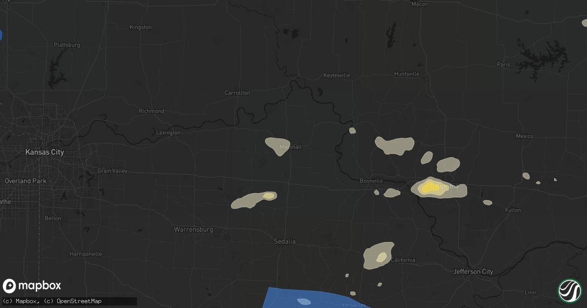 Hail map in Marshall, MO on July 10, 2026
