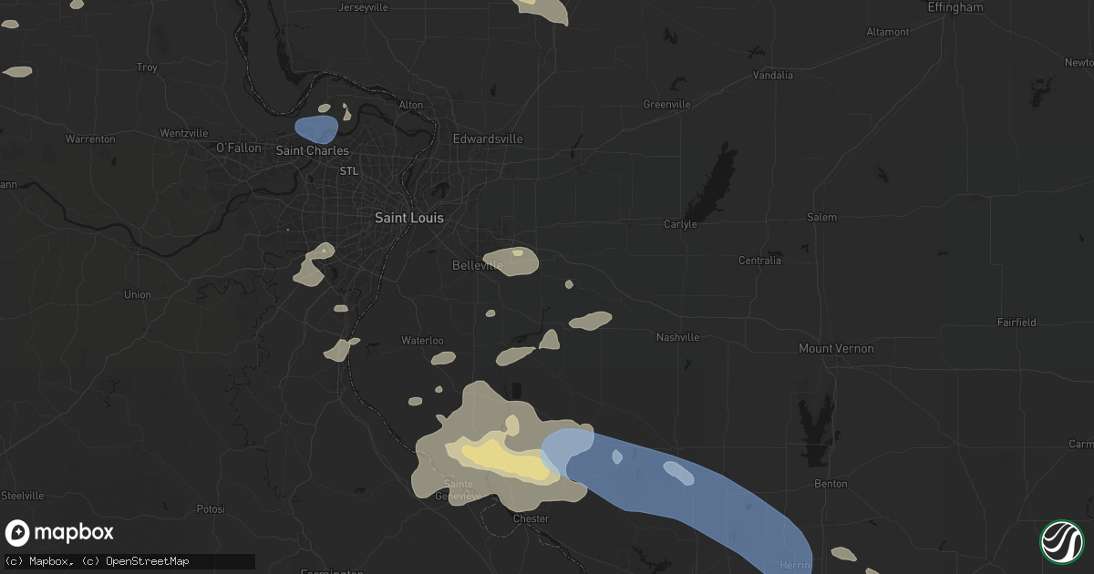Hail map in Mascoutah, IL on July 10, 2026