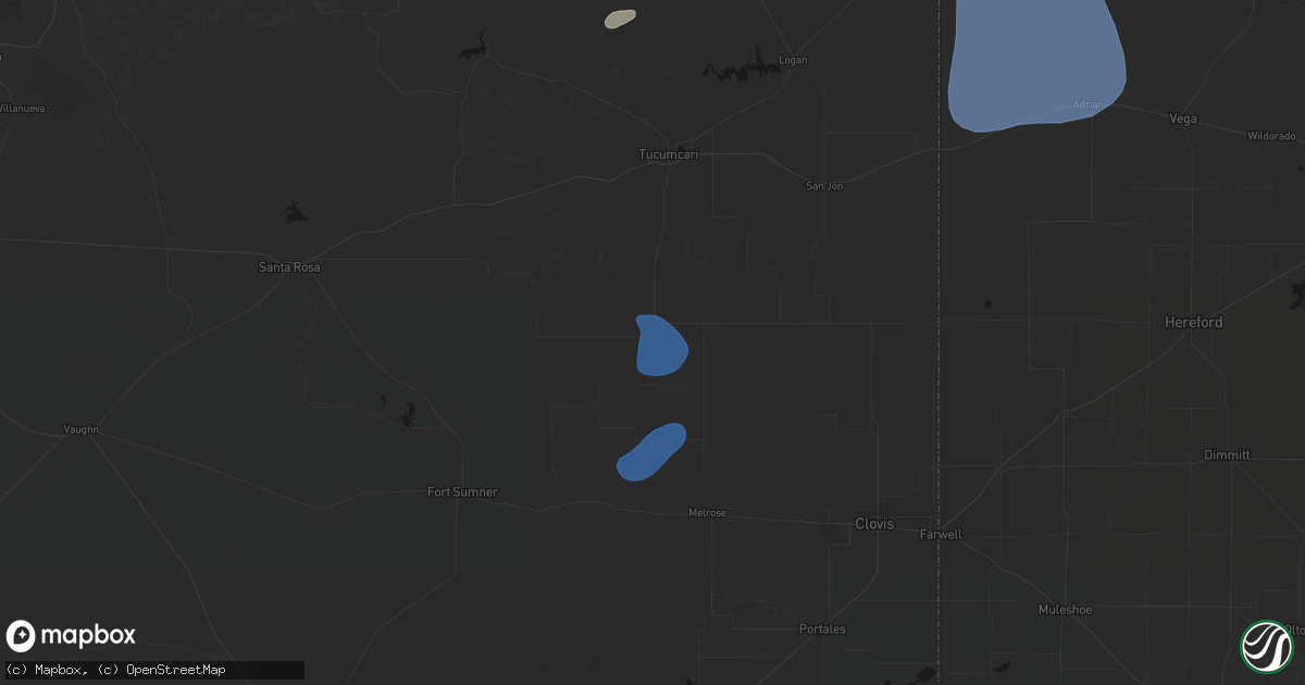 Hail map in Mcalister, NM on July 10, 2026