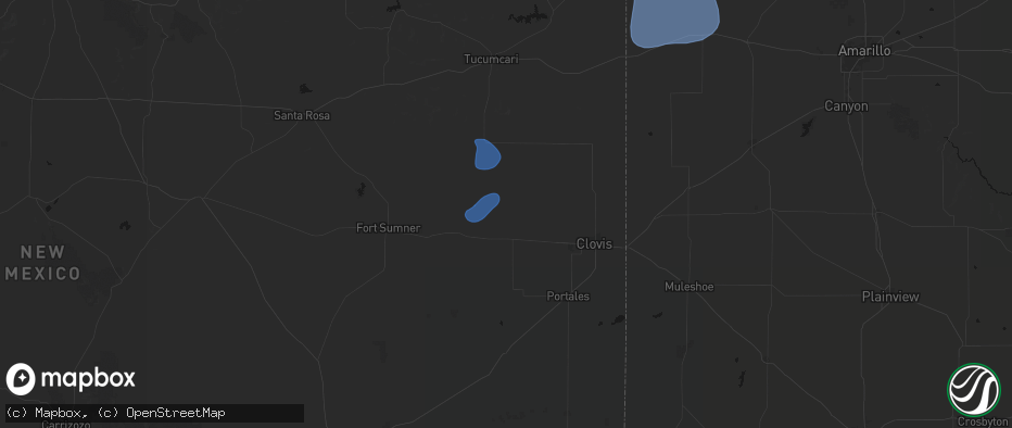 Hail map in Melrose, NM on July 10, 2026