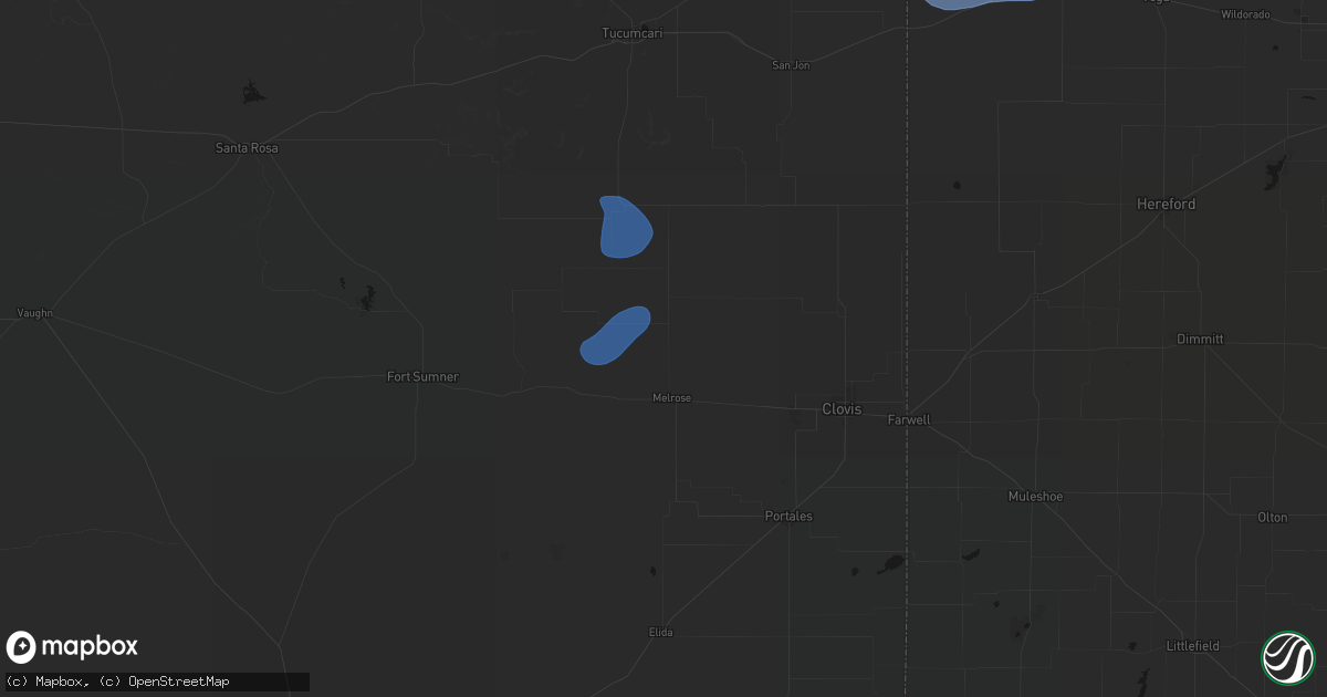 Hail map in Melrose, NM on July 10, 2026
