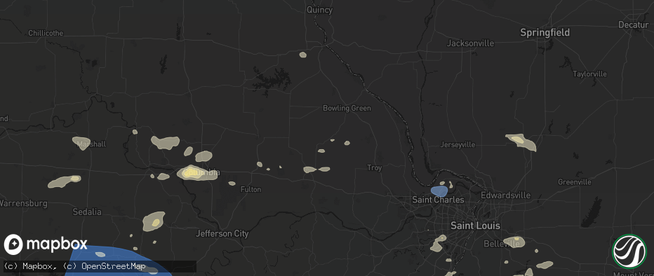 Hail map in Middletown, MO on July 10, 2026